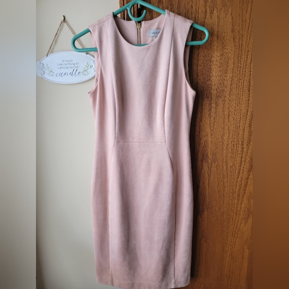 Calvin Klein Pink Suede Sleeveless Dress, Sz 4